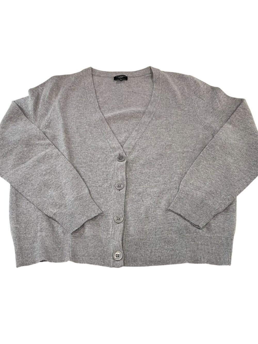 Talbots Wool Angora Cardigan Sweater P XL Gray Capsule Neutral Minimalist Luxury